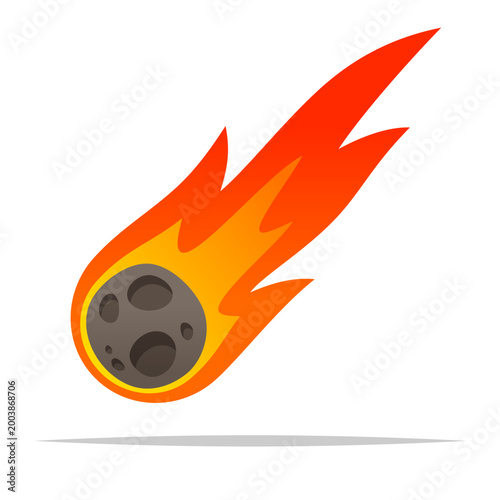 Cartoon burning meteor vector isolated illustration