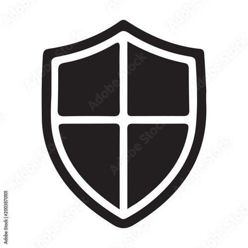 Shield icon with white outline and cross on solid background Free Download Shield icon with white outline and cross on solid background - GFXLoad
