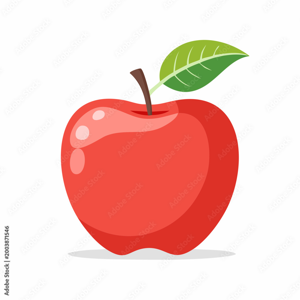 Fototapeta premium Red Apple with Green Leaf
