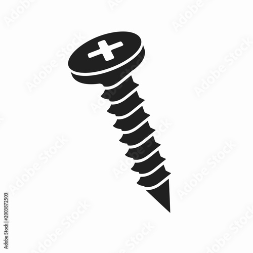 Black and white screw icon a simple fastening tool illustration