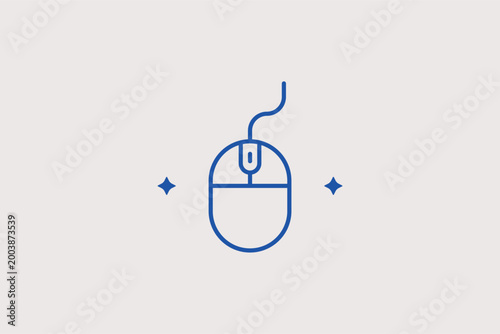 Computer mouse line icon for cursor navigation and user interface interaction. Essential vector illustration for web design tutorials and computer peripheral retail banners.