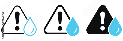 Obraz na plátně Water warning vector icon with hazard and alert symbols symbolizing unsafe water flood risk contamination and environmental safety alert concept clean modern flat vector illustration design