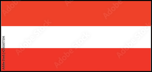 Austrian flag with horizontal stripes in red and white with clear lighting for national representation.