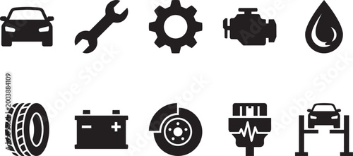 Quadro su tela Automotive Icon collection of car parts and tools