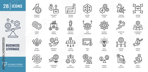 Tableau sur toile business leverage icon set