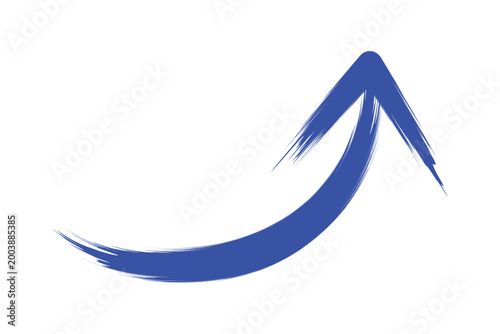 Brush stroke curved deep blue arrow sign icon texture on white background direction and planning progress symbol vector illustration