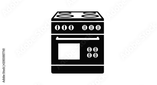 Vector illustration of kitchen stove and oven icon on a transparent background