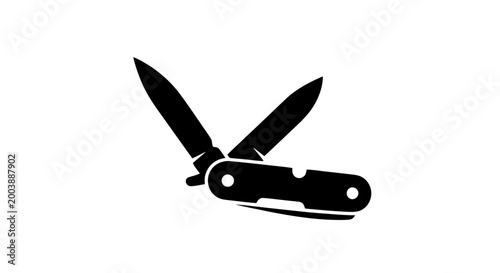 Vector illustration of pocket knife icon silhouette multitool folding knife vector illustration on a transparent background