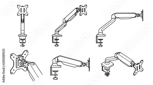 Stylish Minimalist Drawing of Adjustable Monitor Arm Accessories