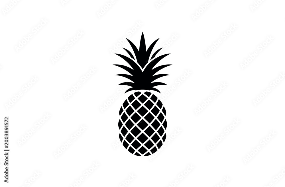 Obraz premium tropical pineapple fruit silhouette set