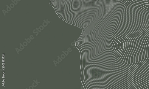 Green and white mountain contour lines. Abstract terrain map