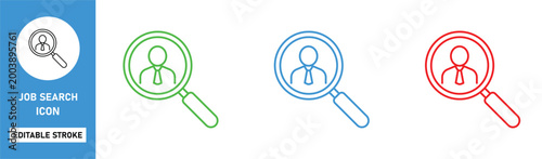 job search icon line style human resources modern editable stroke vector set