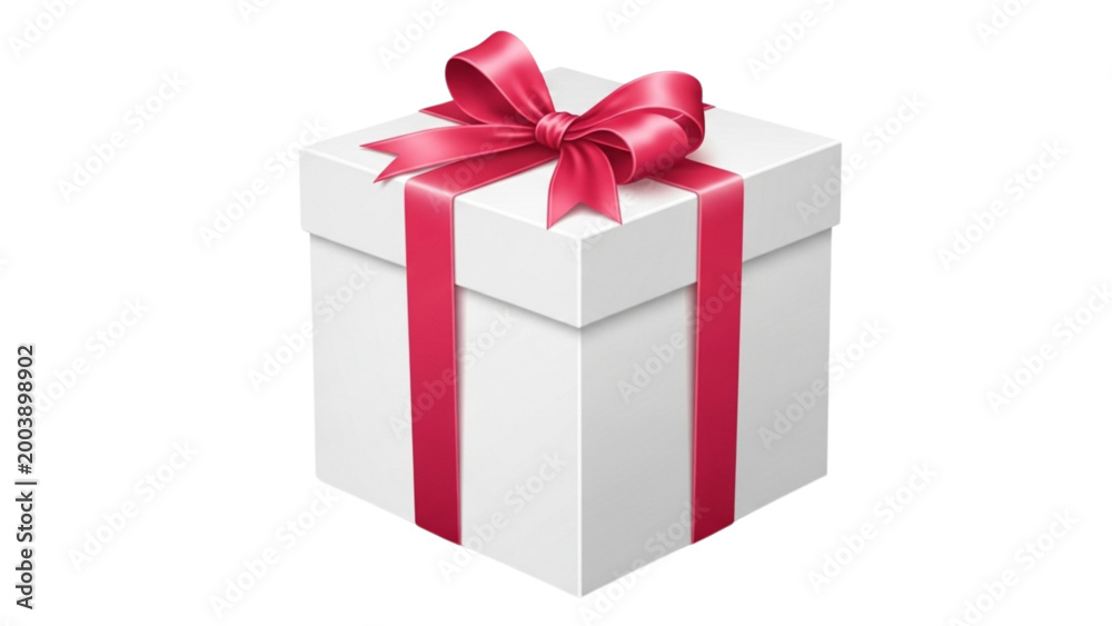 Obraz premium Beautiful gift box with red ribbon and white paper Vector