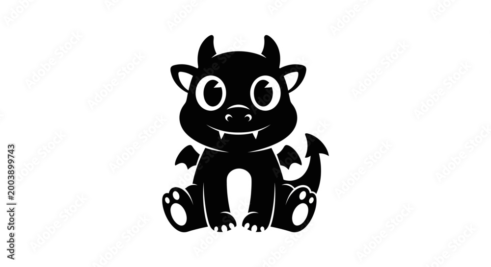 Naklejka premium Black dragon silhouette on white background