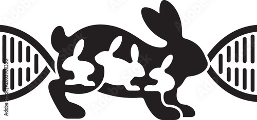 Silhouette of Rabbits within DNA Strands
