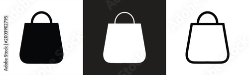 Shopping bag icon set. For e-commerce, retail, store apps, payment design, and consumer products. Available in editable stroke, outline, and solid styles. vector illustration