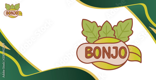 Green Organic Leaf Logo   Typography on Soft Abstract Background