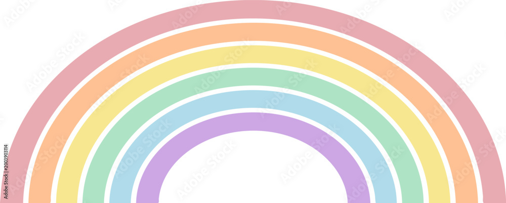 Fototapeta premium Simple Pastel Rainbow Isolated on White Background Vector Clipart