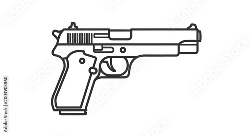 Semi Automatic Pistol Gun Side View.