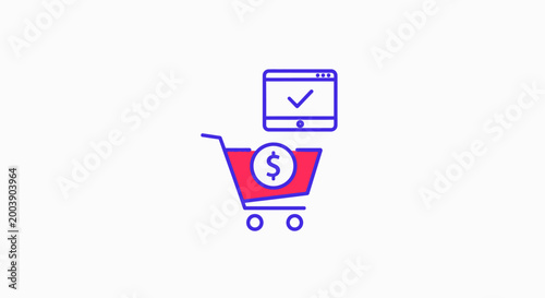 Shopping cart with dollar sign.