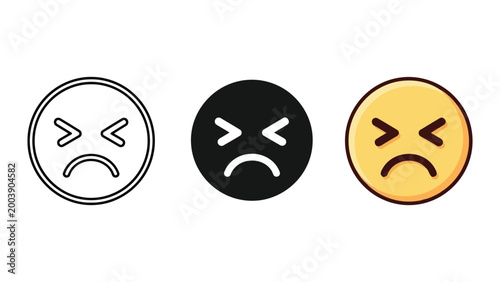 Obraz na plátně Set of Sad Emoticons Showing Disappointment and Frustration Vector Illustration