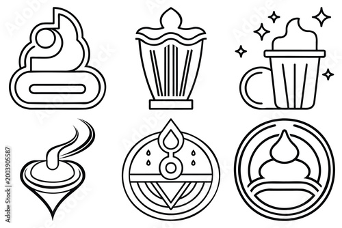 Bilde på lerret Abstract line art icons representing spiritual enlightenment and meditation symbols set on white background for minimalist design projects