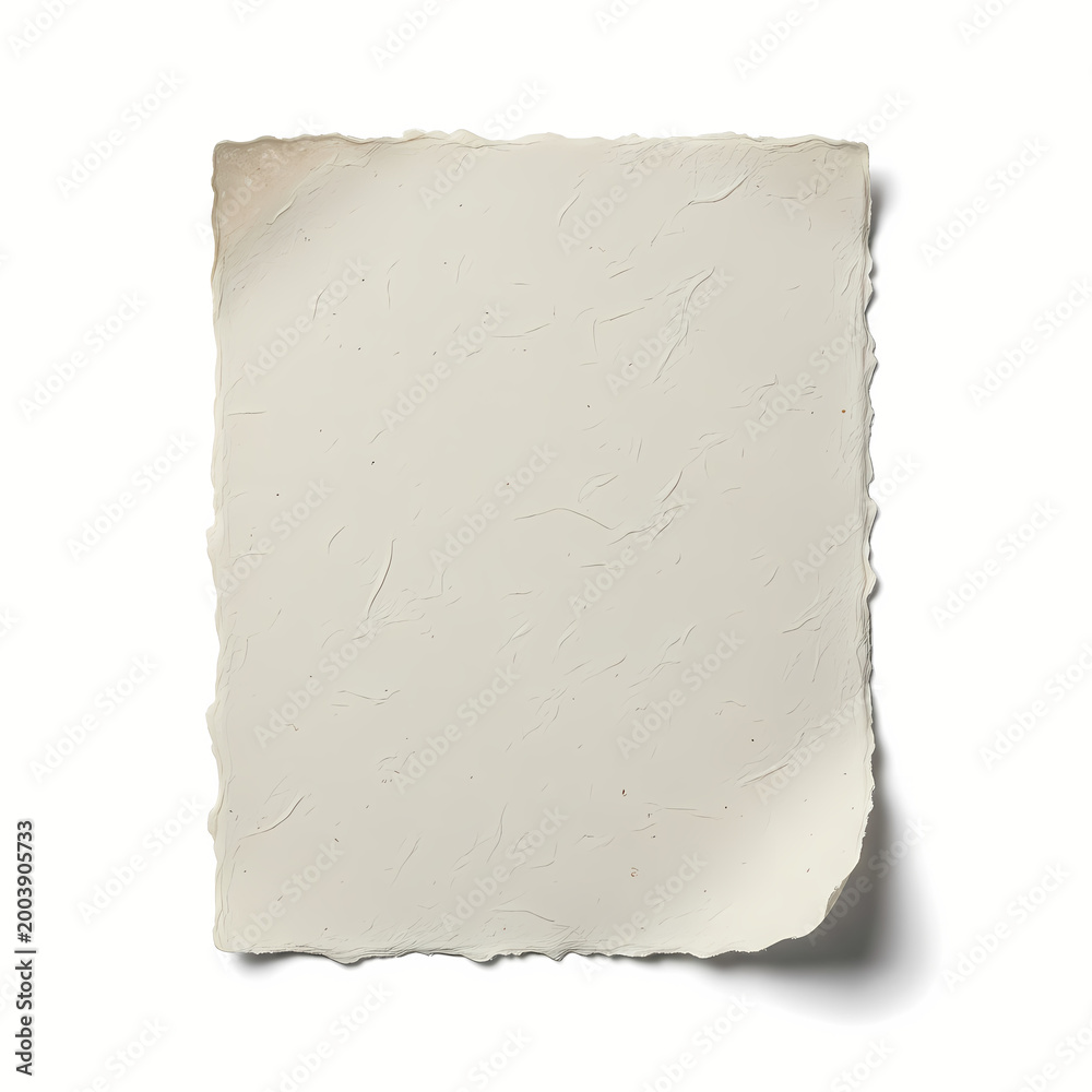 Obraz premium Vintage Blank Parchment Paper with Torn Edges Isolated on White Background - Antique Paper Mockup Template