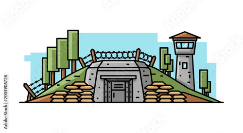 Canvas Print Fortress with watchtower and gate.