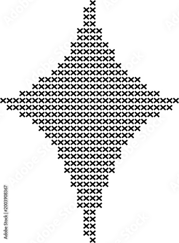 Outline sparkle star shape in cross stitch style vector element
