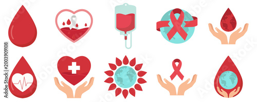 Foto World Blood Donor Day Icon Set