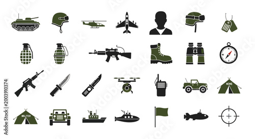 Photos Military icons and symbols collection.