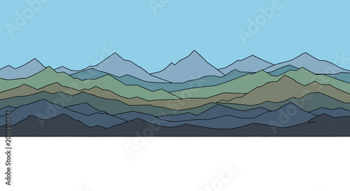 Εκτύπωση καμβά Mountain range landscape with peaks.