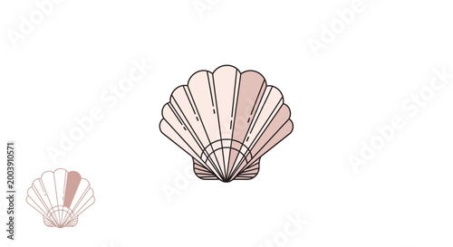 Foto Scallop shells pink white illustration.