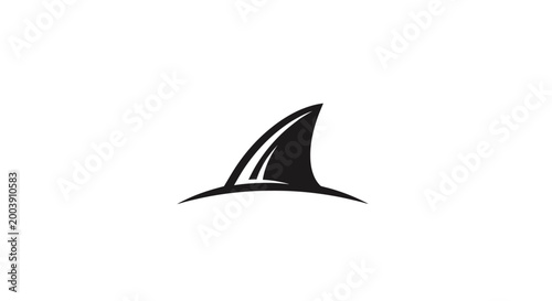 Foto Shark Fin Swimming Ocean Water Surface.