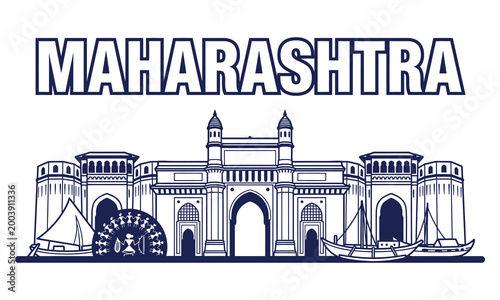 One color vector illustration of Ahmedabad landmark Gateway