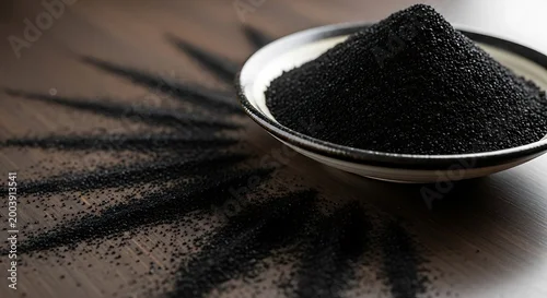 Fototapeta Black sesame seeds in a bowl.