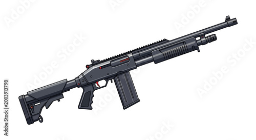Schilderij op canvas Black tactical rifle gun weapon.