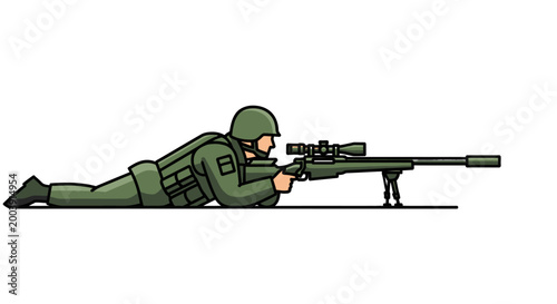 Tableau sur toile Soldier lying down with sniper rifle.