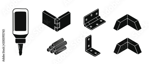 Tableau sur toile Hardware tools construction icons set for woodworking, furniture assembly and DIY projects