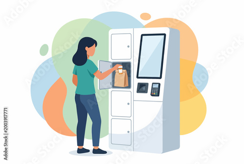 Modern Self Service Food Kiosk with Automated Delivery Locker