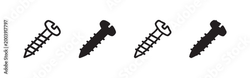 Billede på lærred Four variations of a screw icon, in outline and solid fill