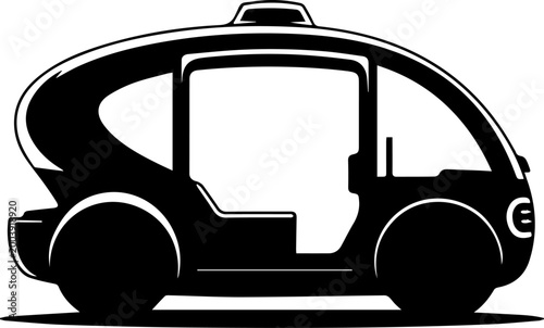 Futuristic Autonomous Shuttle Side View Vector Illustration for Self Driving Taxi and Urban Transport
