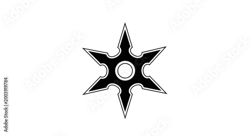 Schilderij op canvas Black ninja throwing star weapon.