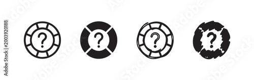 Set of four question mark icons in different styles, including hand-drawn and solid fill.