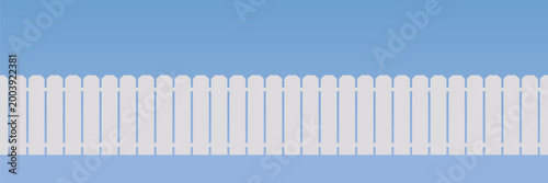 White Picket Fence. Seamless Pattern Garden Background. Vector