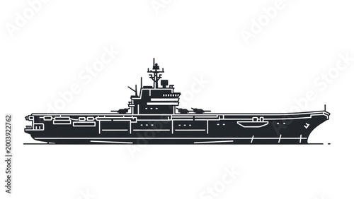 Detailed 2D AutoCAD illustration of a naval warship design