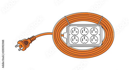 Orange electrical power cord with plug.