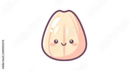 Smiling cartoon dumpling with face.