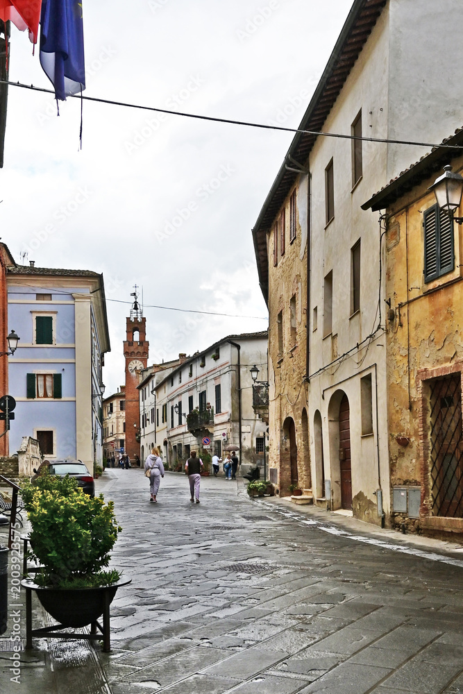 Naklejka premium Asciano, antico borgo medievale, Siena, Val d'Orcia, Toscana