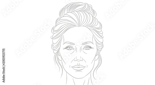 Φωτογραφία Woman Face Portrait Line Drawing.